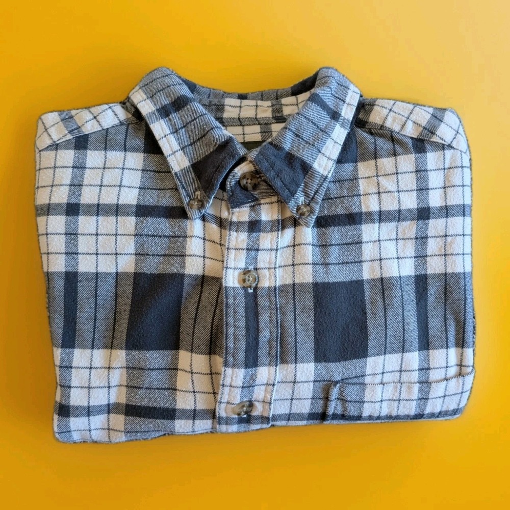 EDDIE BAUER Men's Long Sleeved Plaid Flannel Shirt, Size M, Black / Cream